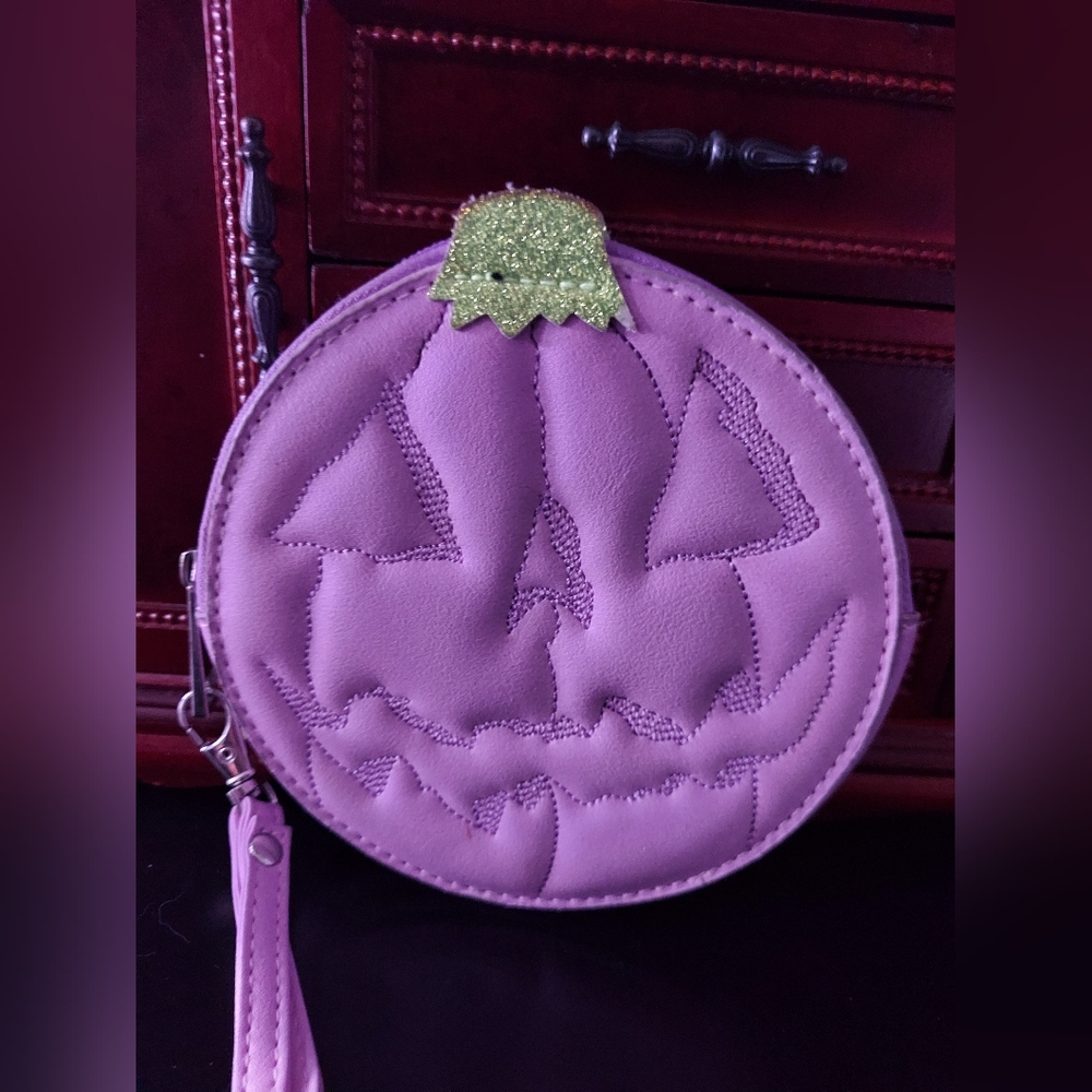 Love Pain & Stitches Pumpkin Kult Purple Wristlet